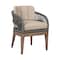 Armen Living Orbit Outdoor Patio Dining Chair in Weathered Eucalyptus Wood with Gray Rope and Taupe Cushions LCORSIEUCTP - alternate 1
