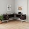 Homeroots 71" Brown and Silver L Shape Computer Desk With Three Drawers 333470 - alternate 5