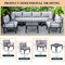 Leisuremod Chelsea 7-Piece Patio Sectional And Coffee Table Set Black Aluminum With Cushions, Light Grey CSTBL-7LGR - alternate 6