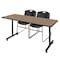 Regency Kobe T-Base Training Seminar Table W/ 2 Zeng Stack Chairs, 60 in W, 24 in L, Noble Oak MKTRCT6024NO44BK - alternate 1
