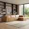Homeroots 122" Sienna Leather Modular Sofa With Brown Legs 641020 - alternate 6