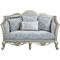 Homeroots 66in Light Gray And Champagne Linen Damask Loveseat and Toss Pillows 515727 - alternate 1