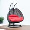 Leisuremod Charcoal Wicker Hanging 2 person Egg Swing Chair with Red Cushions ESCCH-57R - alternate 7