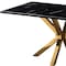 Homeroots 79" Black and Gold Marble and Metal Cross Leg Base Dining Table 602324 - alternate 4