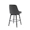 Armen Living Sicily 26in Swivel Black Wood Counter Stool in Gray Faux Leather LCSIBABLKGRY26 - alternate 7