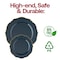 Smarty Had A Party Navy w/Gold Rim Round Blossom Plastic Dinnerware  Set (120 Dinner Plates+120 Salad Plates), 240PK 4840NG-VP-CASE - alternate 7