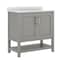 Flash Furniture Vega 36in. Vanity w/Sink, Gold Hardware, Soft Close Doors & Open Shelf, Carrara Marble, Gray/White FS-VEGA36-GY-HDGLD-GG - alternate 7
