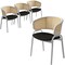 Leisuremod Ervilla Dining Arm Chair with Leather Seat and White Steel Base in Beige, 4PK ECW-20BL-L4 - alternate 1