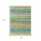Homeroots 8' X 10' Artichoke Green Peach And Teal Blue Striped Washable Indoor Outdoor Area Rug 631194 - alternate 5
