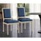 Homeroots Set of Two Navy Blue and Brown Upholstered Linen Dining Side Chairs 535365 - alternate 1