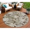 Homeroots 8' Brown Beige And Olive Green Round Botanical Leaves Washable Indoor Outdoor Area Rug 618396 - alternate 1