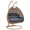 Leisuremod Mendoza Light Brown Wicker Hanging 2 person Egg Swing Chair with Chacoal Cushions MSCLBR-53CBU - alternate 1