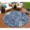 Homeroots 8' Denim Blue And Ivory Round Abstract Washable Indoor Outdoor Area Rug 612931 - alternate 1