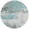 Homeroots 8' Teal Blue And Gray Round Abstract Washable Indoor Outdoor Area Rug 617742 - alternate 5
