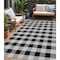 Homeroots 5' X 8' Black Gray And Ivory Plaid Washable Indoor Outdoor Area Rug 595464 - alternate 1