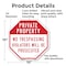 Signmission Private Property No Trespassing Vio, 10 Inch X 10 Inch, Aluminum Metal Signs OC-A-10-171 - alternate 5