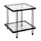 Homeroots 22" Black And Clear Glass And Steel Square End Table With Shelf 544196 - alternate 6