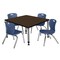 Regency Square Kee Adjustable Classroom Table W/ 4 Andy Stack Chairs, 42 in W, 30 in L, Neo Walnut TB4242NWAPGY45NV - alternate 1