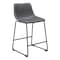 Homeroots Set of Two 24" Charcoal and Black Faux Leather and Steel Counter Height Bar Chairs, 2PK 555730 - alternate 4
