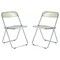 Leisuremod Lawrence Acrylic Folding Chair with Metal Frame, Amber, 2PK LF19A2 - alternate 1