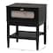 Baxton Studio Shirin Mid-Century Beige Fabric and Black Wood 1-Drawer Nightstand 255-14149-ZORO - alternate 5