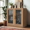 Homeroots 31" Natural And Clear Glass Door Accent Cabinet With Three Shelves 564864 - alternate 8