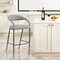 Homeroots 30" Light Gray and Black Faux Leather and Iron Low Back Bar Height Bar Chair 569185 - alternate 1