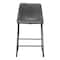 Homeroots Set of Two 24" Charcoal and Black Faux Leather and Steel Counter Height Bar Chairs, 2PK 555730 - alternate 5