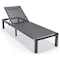 Leisuremod Marlin Patio Chaise Lounge Chair with Black Aluminum Frame, Black MLBL-77BL - alternate 1