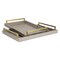 Homeroots Set of Two Taupe Wood Geometric Handmade Serving Trays With Handles 518594 - alternate 1