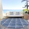 Homeroots 8' Navy Blue Gray And Ivory Round Geometric Washable Indoor Outdoor Area Rug 594727 - alternate 6