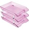 Acrimet Facility 3 Tier Letter Tray Front Load Size Desktop File Organizer Plastic Clear Pink 265.8 - alternate 1