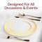 Smarty Had A Party 7.5" White with Gold Moonlight Round Disposable Plastic Appetizer/Salad Plates (120 Plates), 120PK 967WHG-CASE - alternate 7