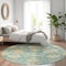 Homeroots 8' Teal Blue Ivory And Green Round Floral Washable Indoor Outdoor Area Rug 605225 - alternate 6