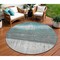 Homeroots 8' Teal Blue And Gray Round Abstract Washable Indoor Outdoor Area Rug 632061 - alternate 1