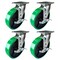 Hyw Products Heavy Duty Caster Set 8in Green Polyurethane on Cast Iron Wheels, 4 Swivel with Brake, 4PK 40-80S-A1-PC-TB-4 (G) - alternate 1