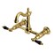 Kingston Brass Two-Handle Wall Mount Bridge Kitchen Faucet, Brushed Brass KS2447PKL - alternate 1