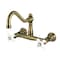 Kingston Brass Double-Handle Wall Mount Bathroom Faucet, Antique Brass KS3243PX - alternate 1
