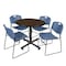 Regency Round Kobe Breakroom Table W/ 4 Zeng Stack Chairs, 42 in W, 42 in L, Neo Walnut TKB42RNDNW44BE - alternate 1