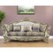 Homeroots 40" Antiqued White Velvet Curved Floral Sofa And Toss Pillows With Champagne Legs 348231 - alternate 5