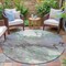 Homeroots 8' Green And Gray Round Abstract Washable Indoor Outdoor Area Rug 631881 - alternate 6