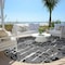 Homeroots 8' Black And Ivory Round Abstract Washable Indoor Outdoor Area Rug 588494 - alternate 6