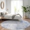 Homeroots 8' Sky Blue And Denim Blue Round Floral Washable Indoor Outdoor Area Rug 583132 - alternate 8