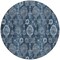 Homeroots 8' Navy Blue And Denim Blue Round Damask Washable Indoor Outdoor Area Rug 588186 - alternate 7