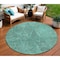 Homeroots 8' Teal Blue And Charcoal Round Geometric Washable Indoor Outdoor Area Rug 577603 - alternate 1