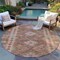 Homeroots 8' Brown Round Geometric Washable Indoor Outdoor Area Rug 607430 - alternate 6