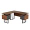 Homeroots 59" Walnut Wood and Stainless Steel L Shape Computer Desk With Two Drawers 723747 - alternate 5