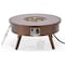 Leisuremod Walbrooke Outdoor Patio Aluminum Round Fire Pit Side Table with Lid and Fire Glass, Brown WBR-29-GL - alternate 8