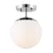 Jonathan Y Marcel Bistro 7.75" 1-Light Bohemian Farmhouse Iron/Frosted Glass LED Semi Flush Mount, Chrome/White JYL7499D - alternate 1