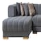 Homeroots Gray Velvet U Shaped Three Piece Sofa and Chaise Sectional With Toss Pillows 643883 - alternate 6